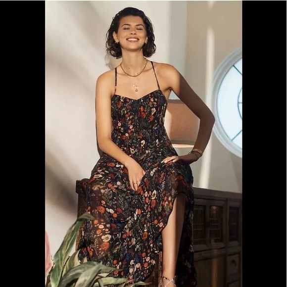 New Anthropologie Massima pleated maxi dress XS S L - Picture 4 of 9